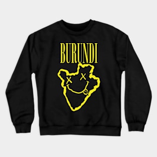 Vibrant Burundi Africa x Eyes Happy Face: Unleash Your 90s Grunge Spirit! Smiling Squiggly Mouth Dazed Smiley Face Crewneck Sweatshirt